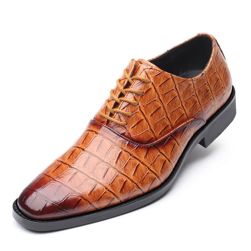 Croc-Embossed Leather Oxford Shoes