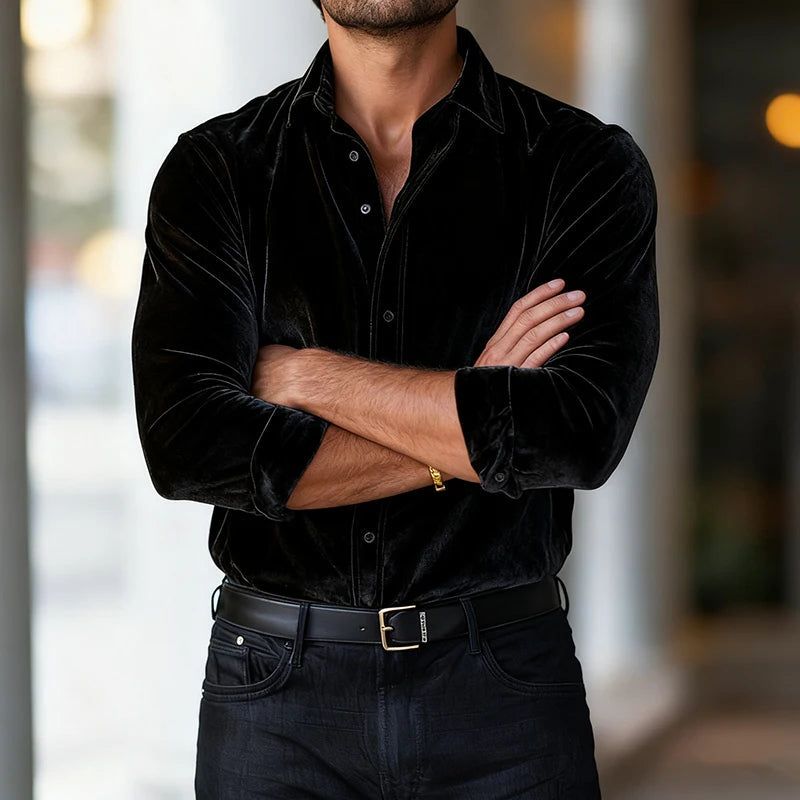 Deep-Pile Velvet Evening Shirt