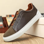 Suede and Leather Slip-On Trainers