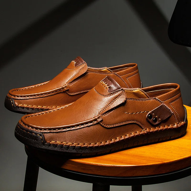 Padded Leather Slip-On Loafers