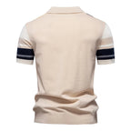 Vertical Stripe Contrast Knit Polo