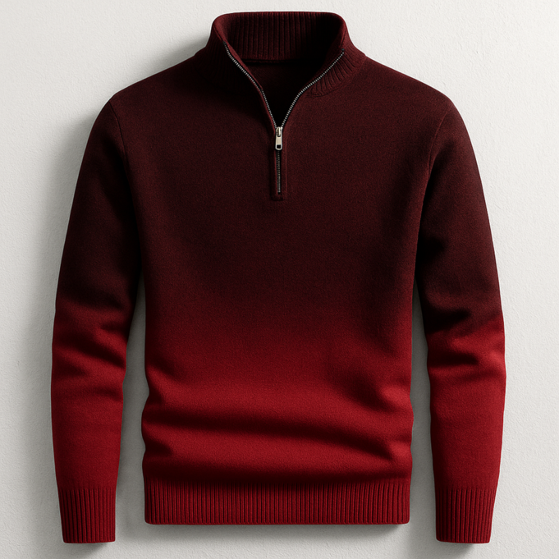 Gradient Fade Quarter-Zip Knit