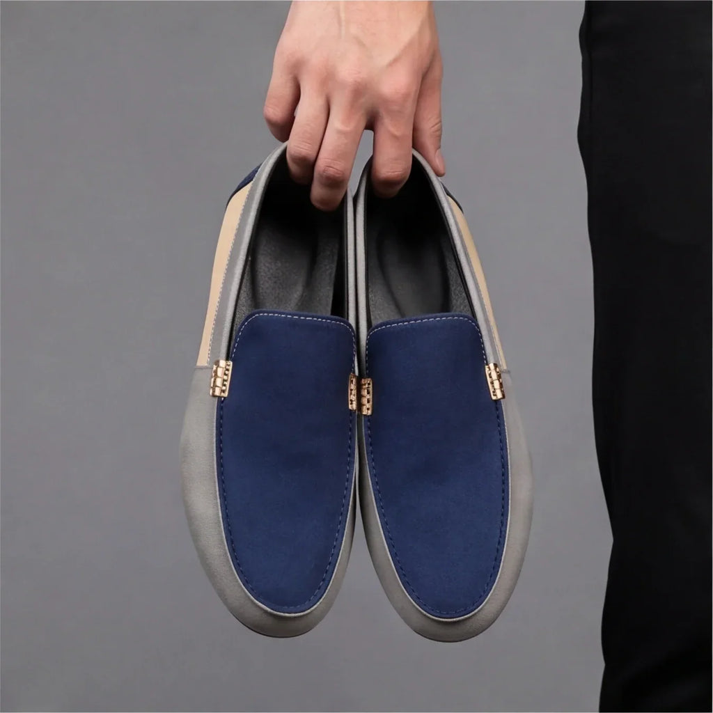 Patchwork Canvas Slip-On Loafers