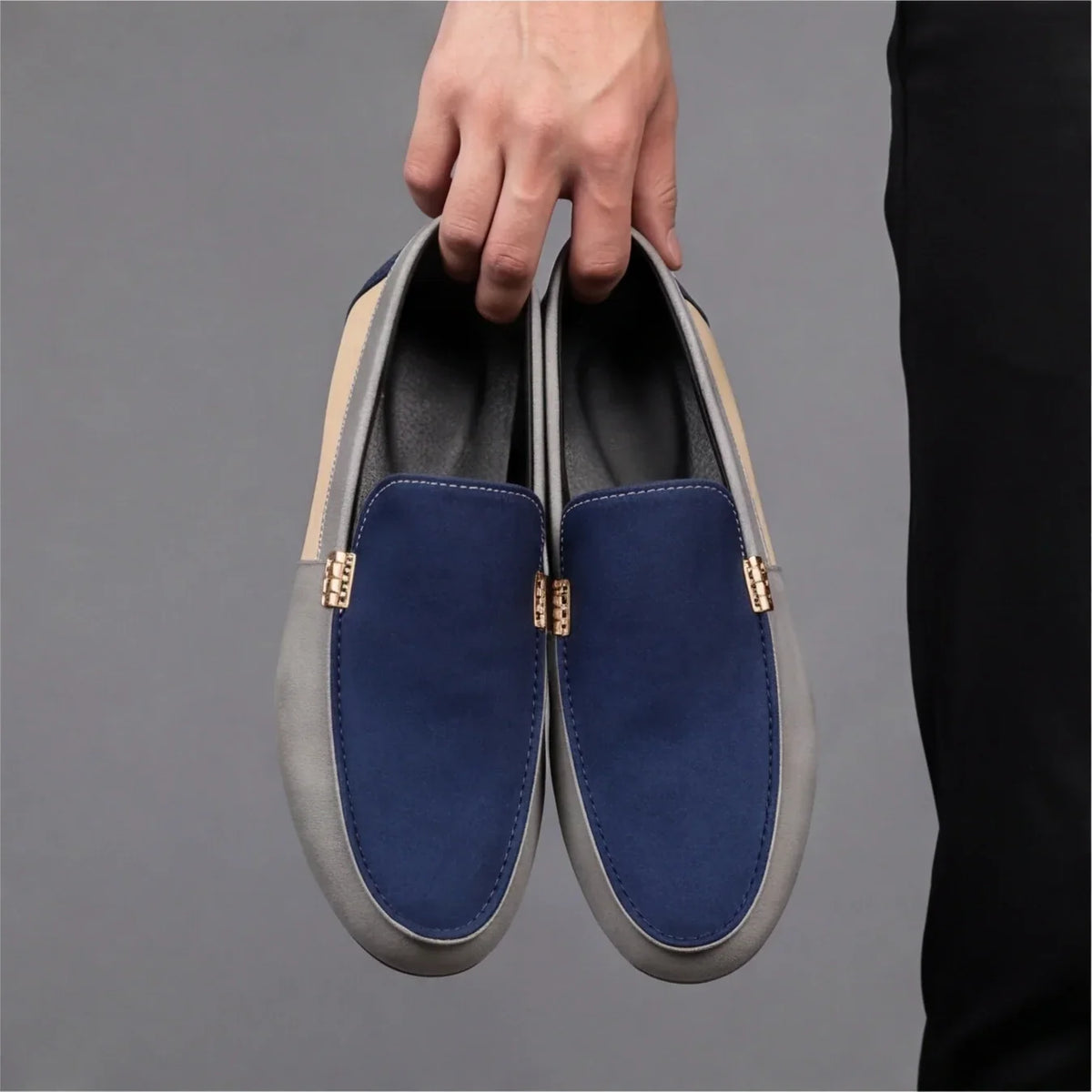 Patchwork Canvas Slip-On Loafers