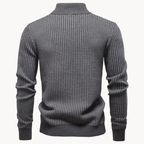 Textured Cotton Blend Zip-Neck Jumper