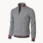 Contrast Stripe Cable Quarter-Zip