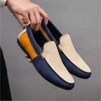 Patchwork Canvas Slip-On Loafers