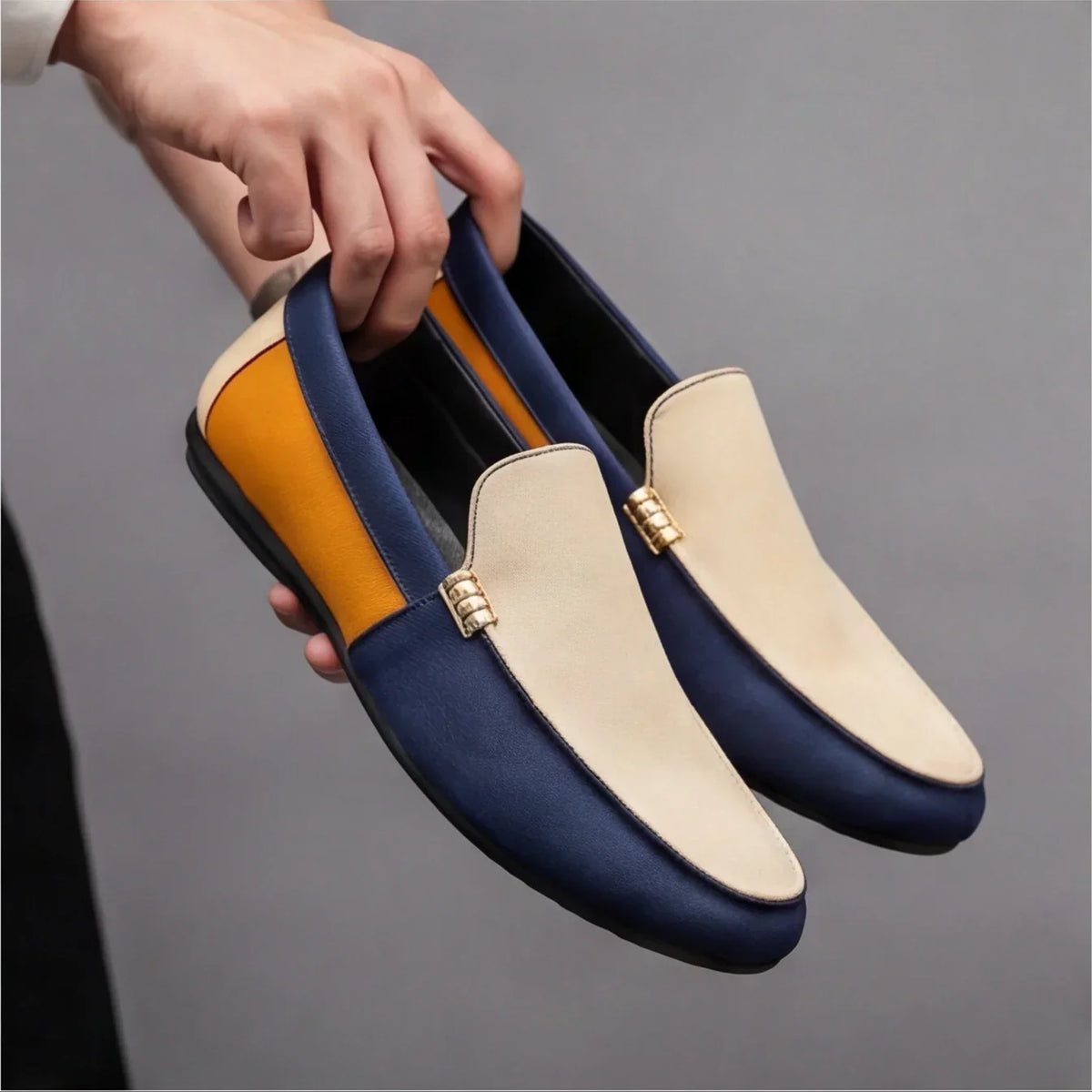 Patchwork Canvas Slip-On Loafers