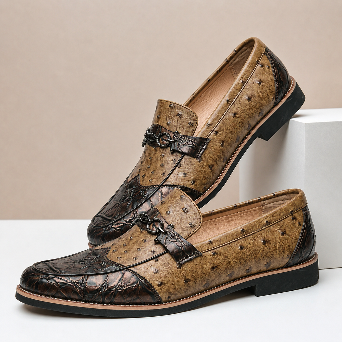 Dual-Tone Leather Slip-On Loafer