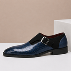 Croc-Embossed Leather Monk Strap
