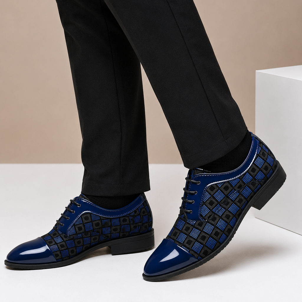 Textured Leather Lace-Up Dress Shoe
