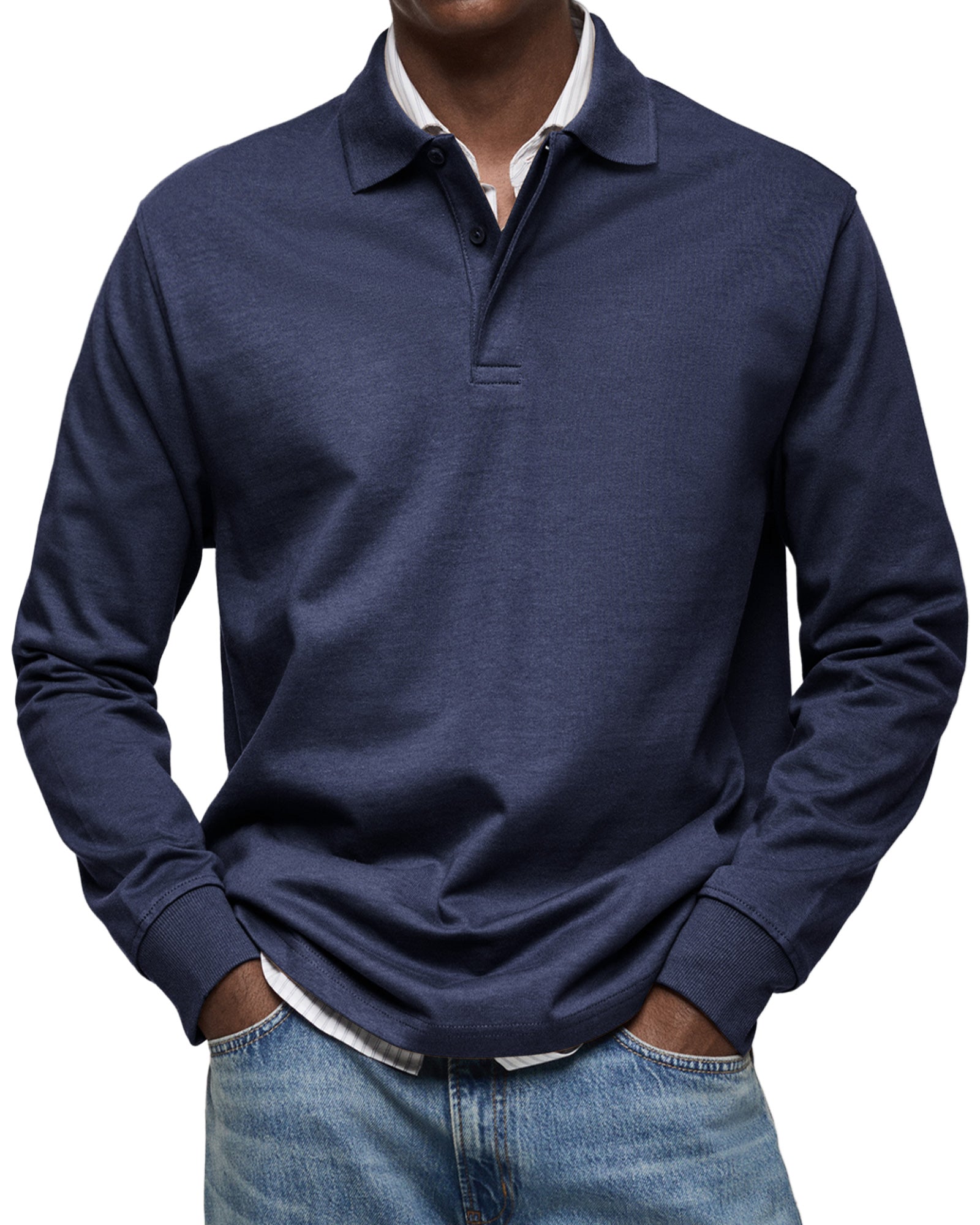 Long-Sleeve Cotton Polo Shirt