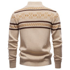 Nordic Pattern Zip Knit Sweater