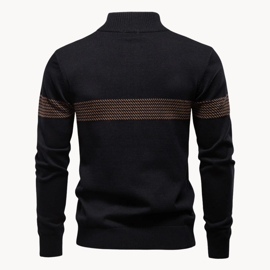 Striped Zip-Through Knit Sweater