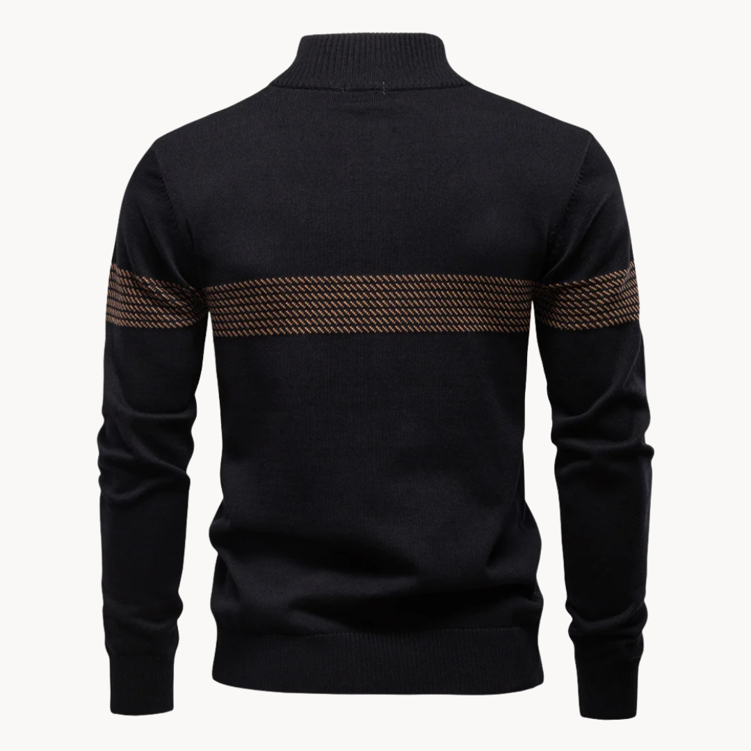 Striped Zip-Through Knit Sweater