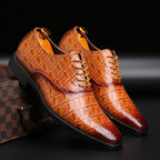 Croc-Embossed Leather Oxford Shoes