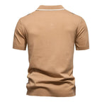 Vertical Stripe Contrast Knit Polo