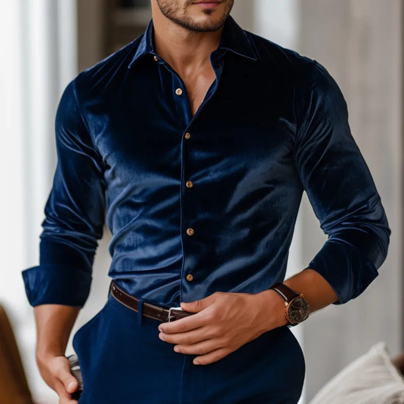 Deep-Pile Velvet Evening Shirt