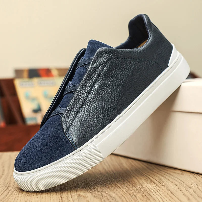 Suede and Leather Slip-On Trainers