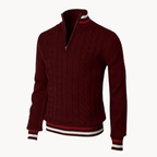 Contrast Stripe Cable Quarter-Zip