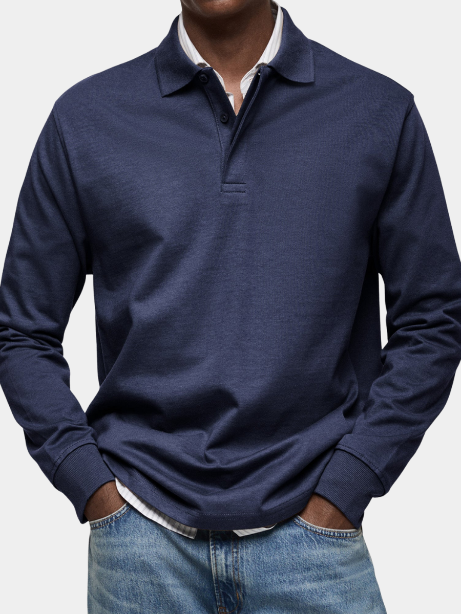 Long-Sleeve Cotton Polo Shirt