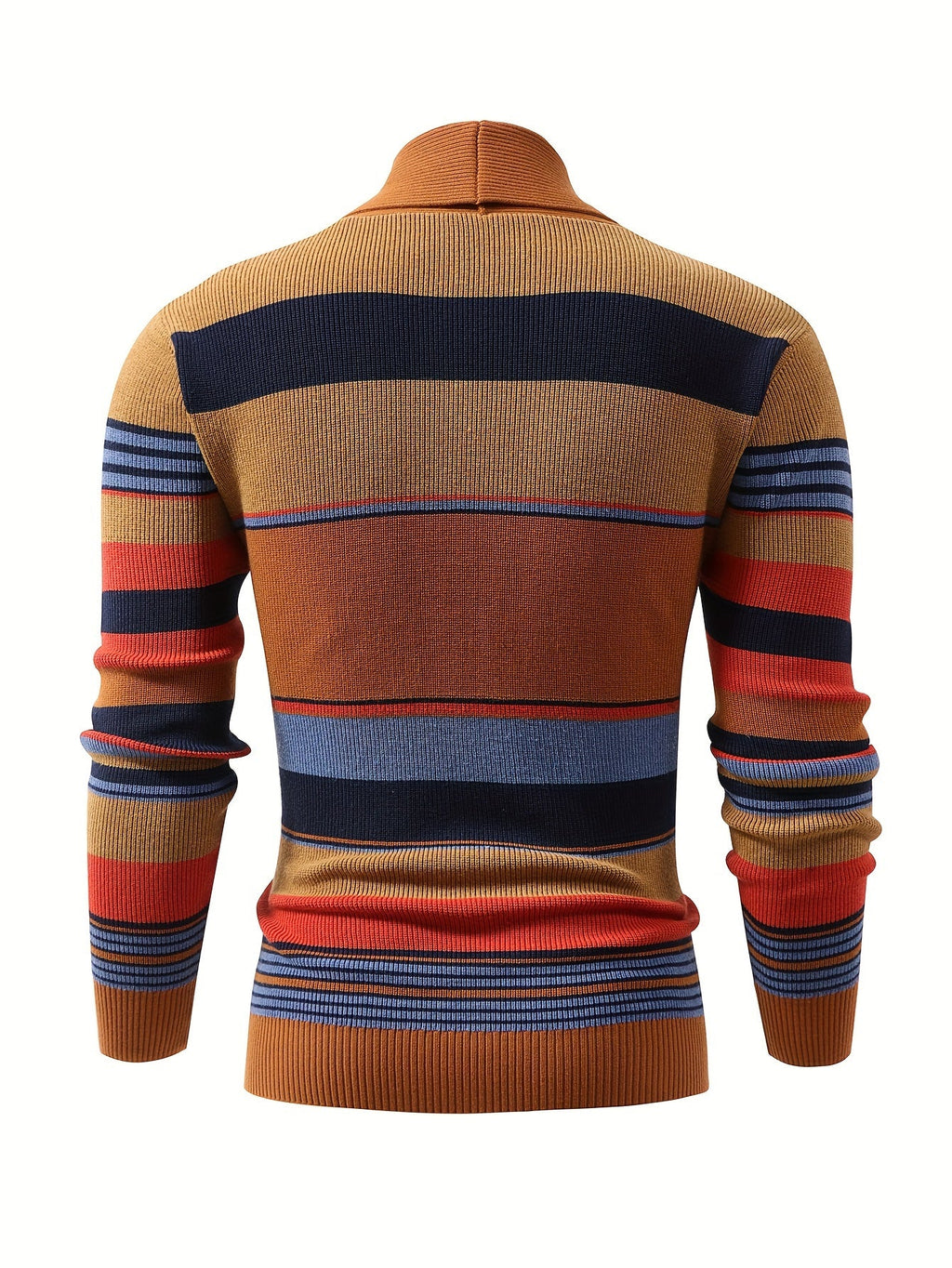 Wide-Collar Striped Rib Jumper
