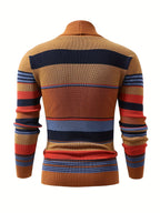 Wide-Collar Striped Rib Jumper