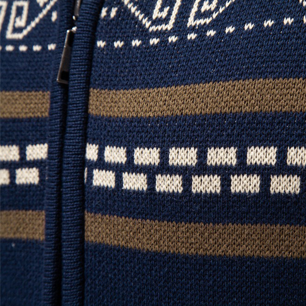 Nordic Pattern Zip Knit Sweater