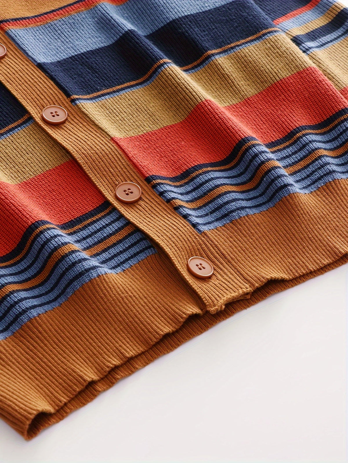 Wide-Collar Striped Rib Jumper