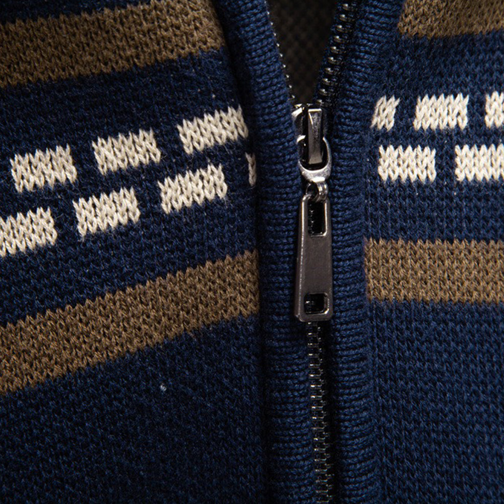 Nordic Pattern Zip Knit Sweater