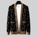 Bold Pattern Button-Down Wool Cardigan