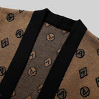 Bold Pattern Button-Down Wool Cardigan