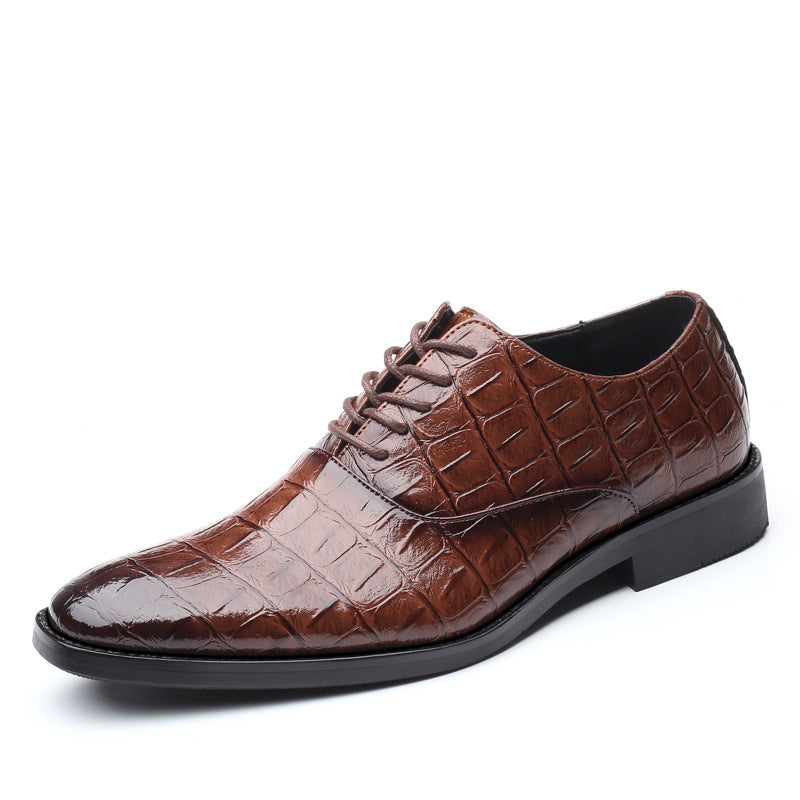 Croc-Embossed Leather Oxford Shoes