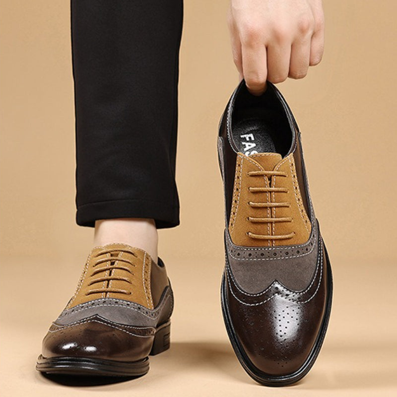 Leather and Suede Wingtip Brogue