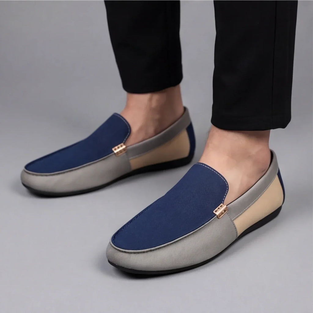 Patchwork Canvas Slip-On Loafers