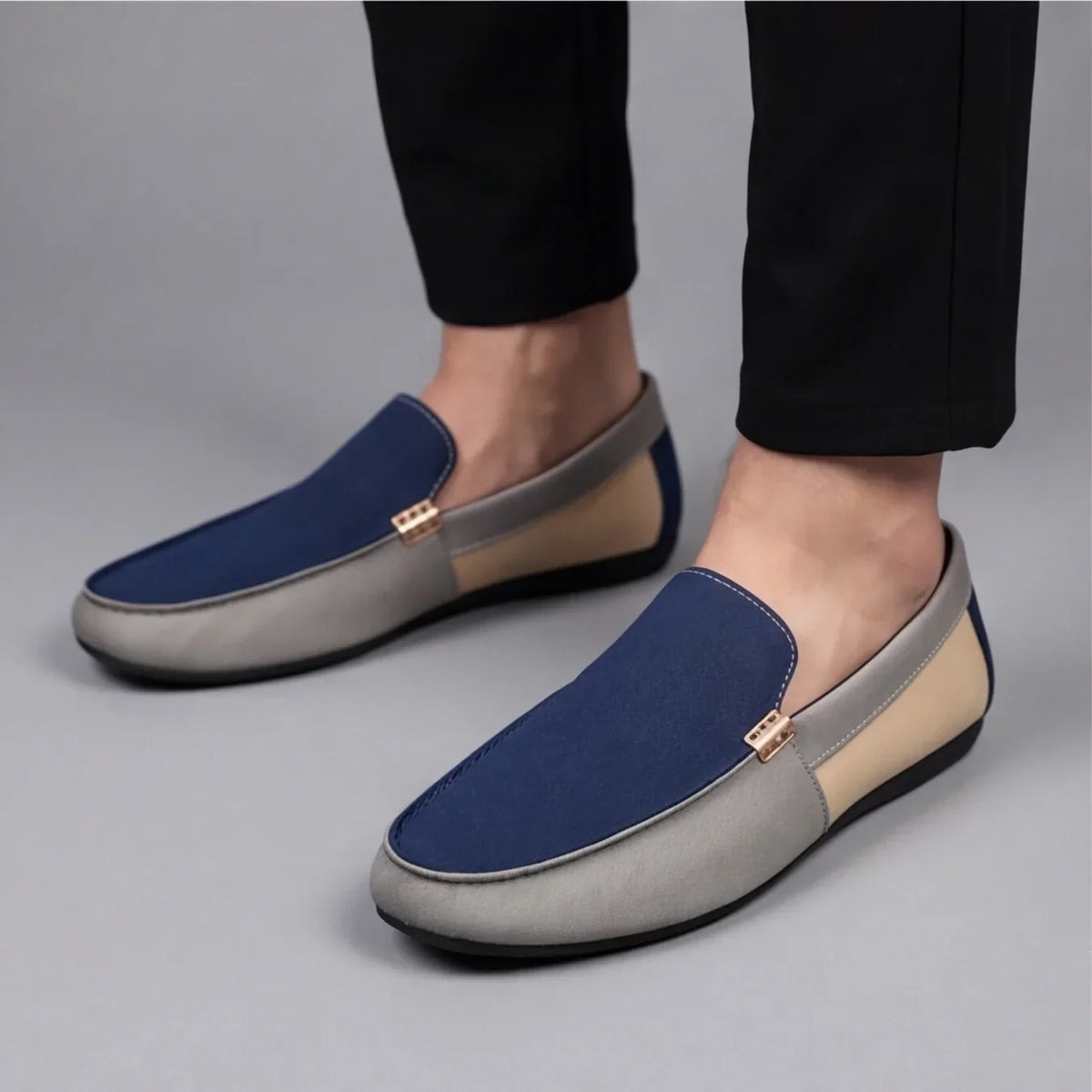 Patchwork Canvas Slip-On Loafers