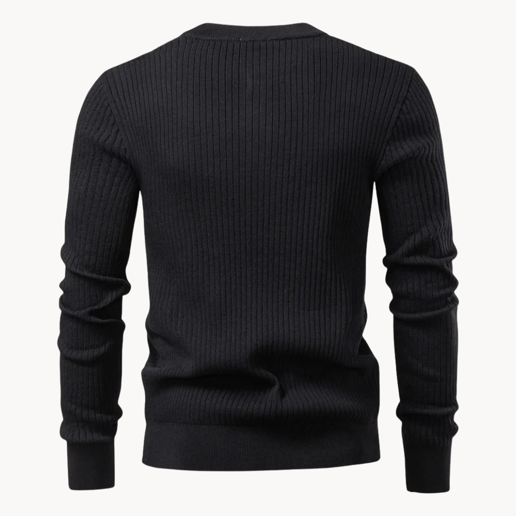 Ribbed Long-Sleeve Henley Shirt