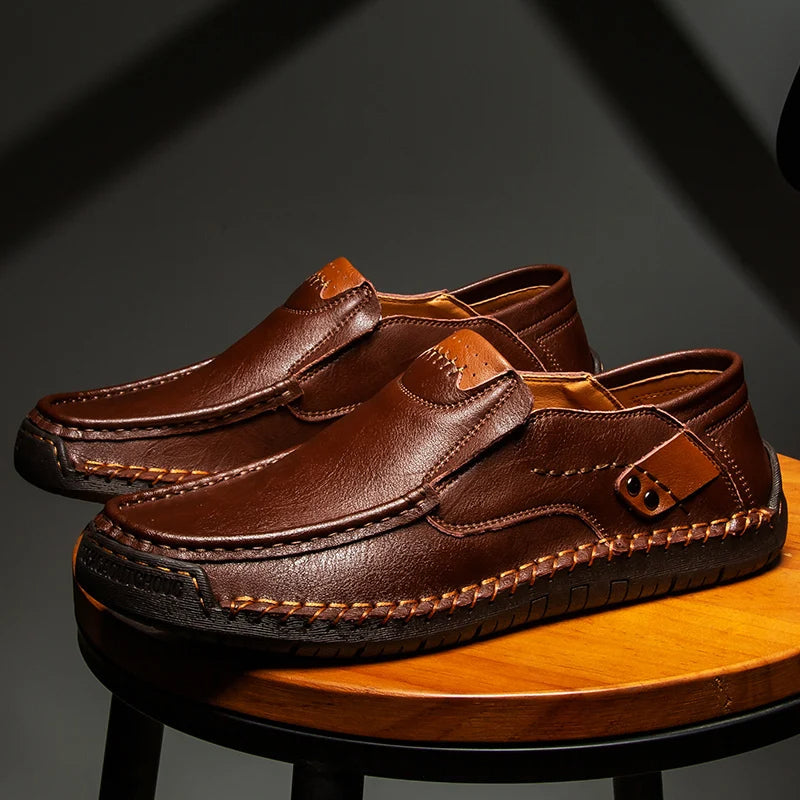 Padded Leather Slip-On Loafers