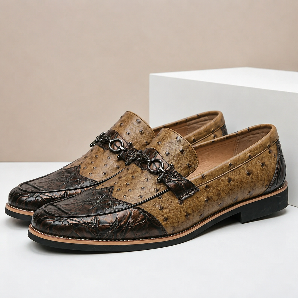 Dual-Tone Leather Slip-On Loafer