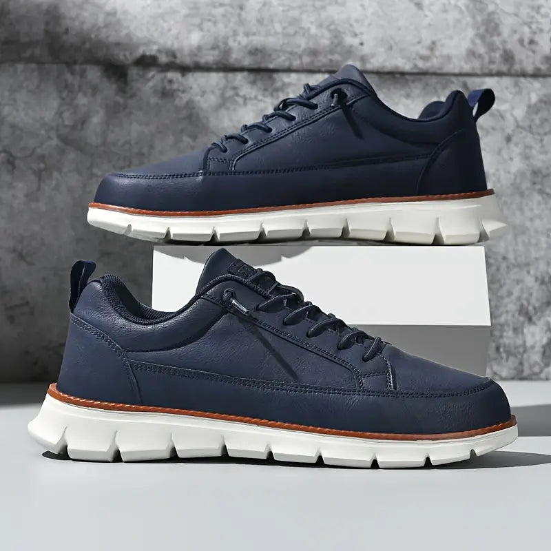 Men's Cushioned Leather Lace-Up Sneakers