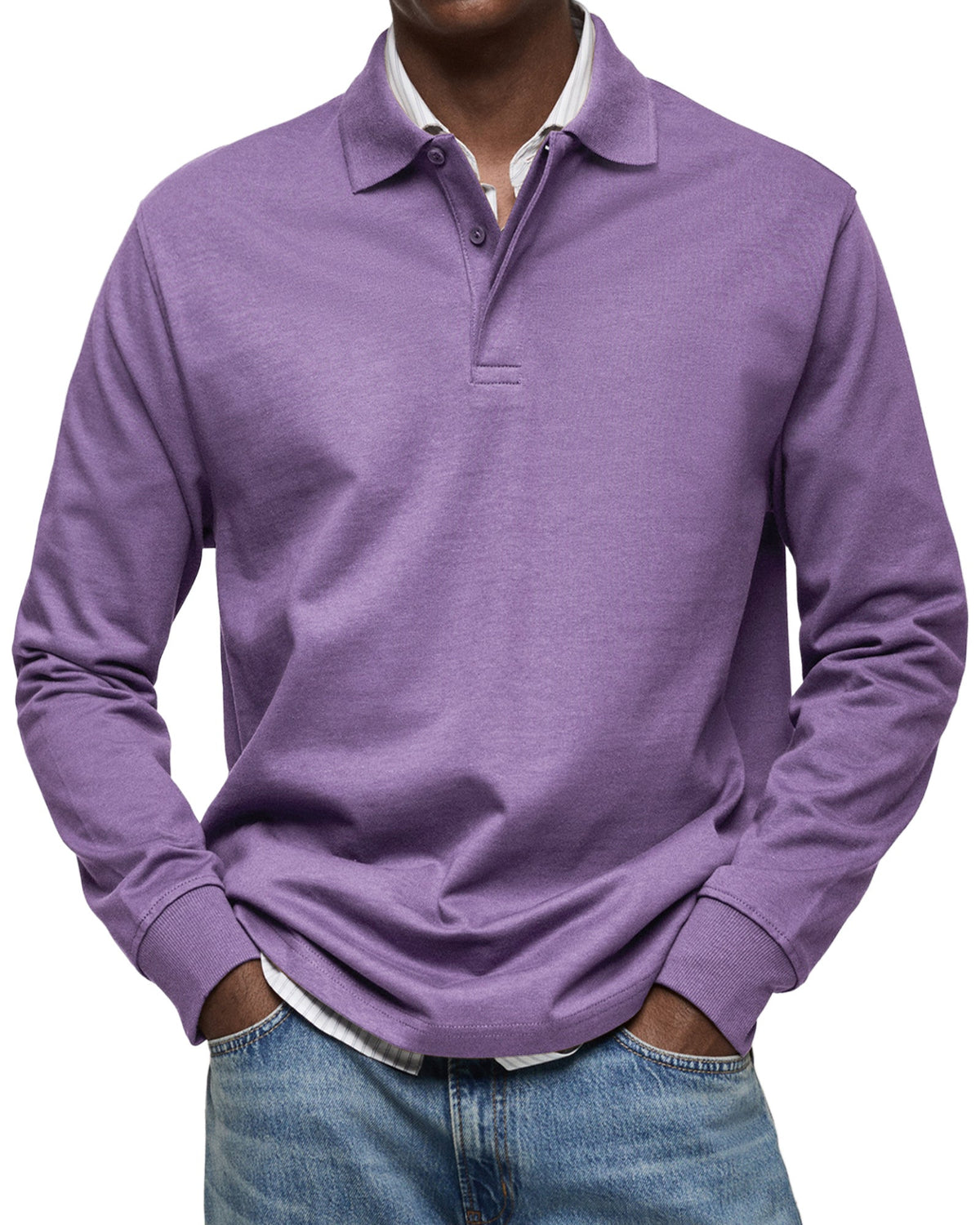 Long-Sleeve Cotton Polo Shirt