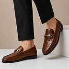 Croc-Effect Leather Loafers