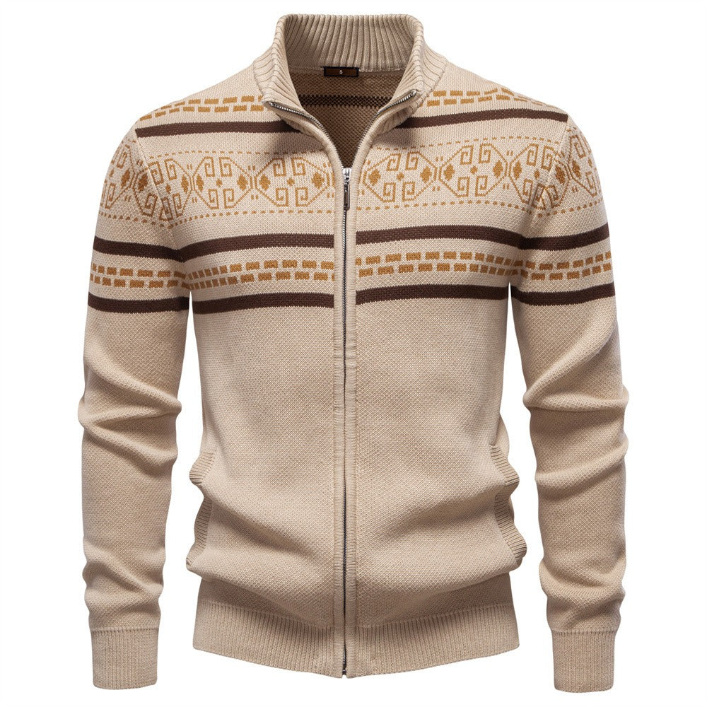 Nordic Pattern Zip Knit Sweater
