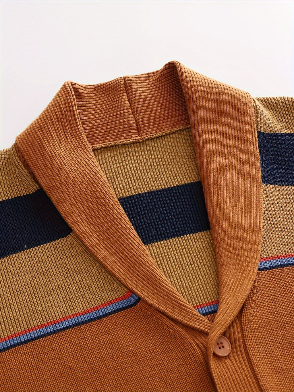 Wide-Collar Striped Rib Jumper