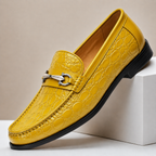 Croc-Effect Leather Loafers