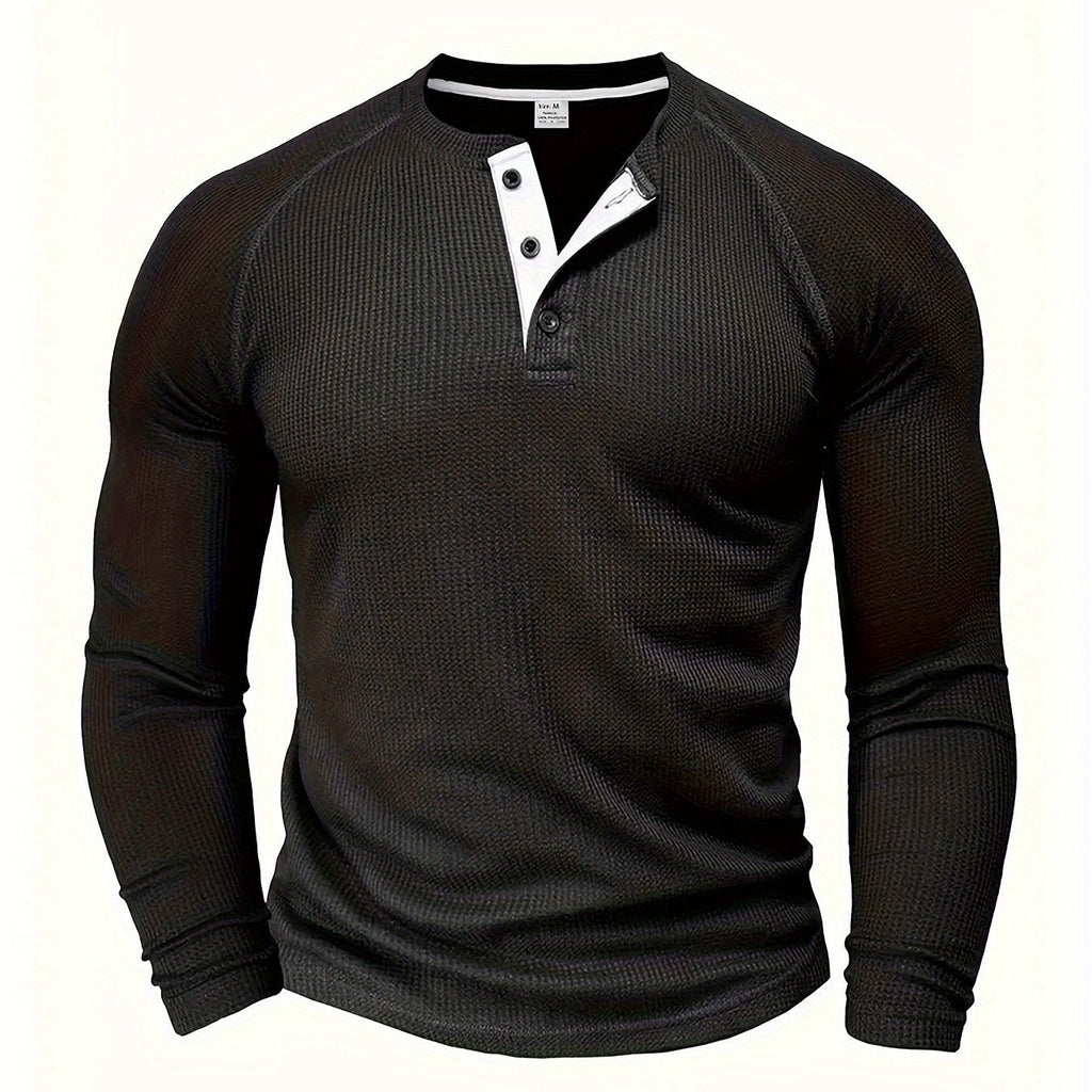 Textured Henley Short-Sleeve Tee