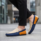 Patchwork Canvas Slip-On Loafers
