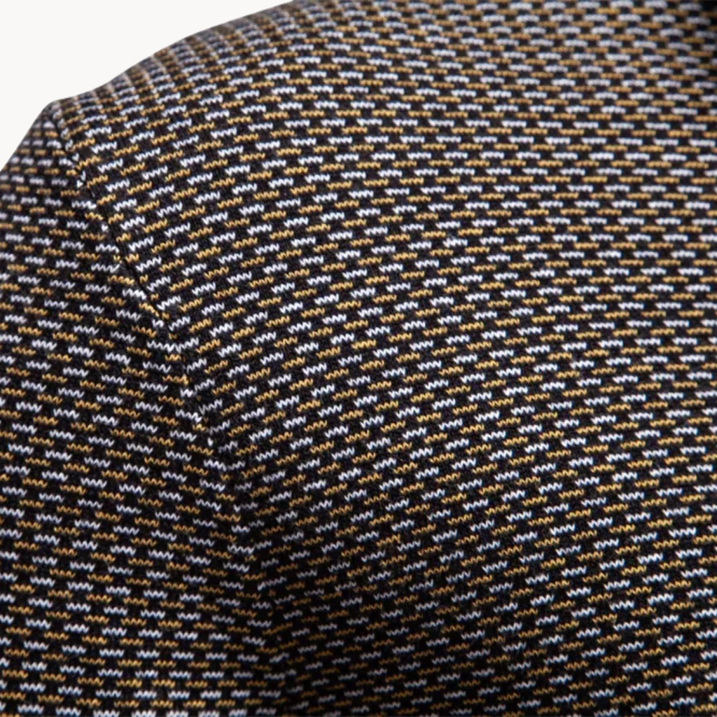 Textured Cotton Blend Zip-Neck Jumper