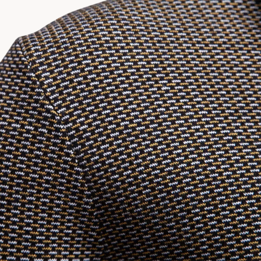 Textured Cotton Blend Zip-Neck Jumper