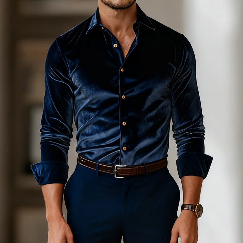 Deep-Pile Velvet Evening Shirt